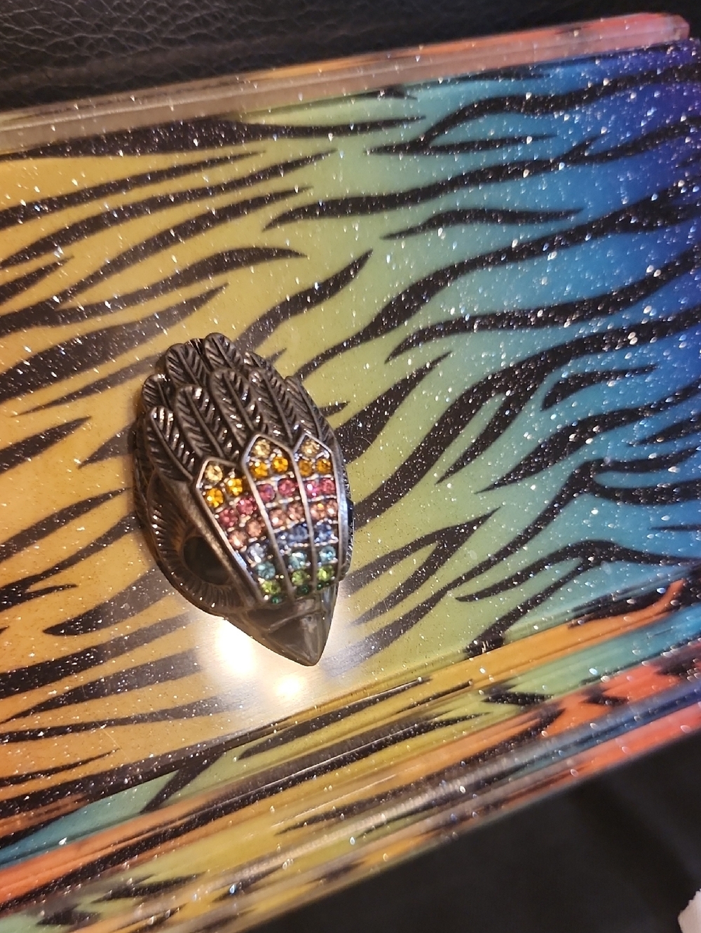 Kurt Geiger Rainbow Zebra Stripe Clutch - Picture 2 of 6